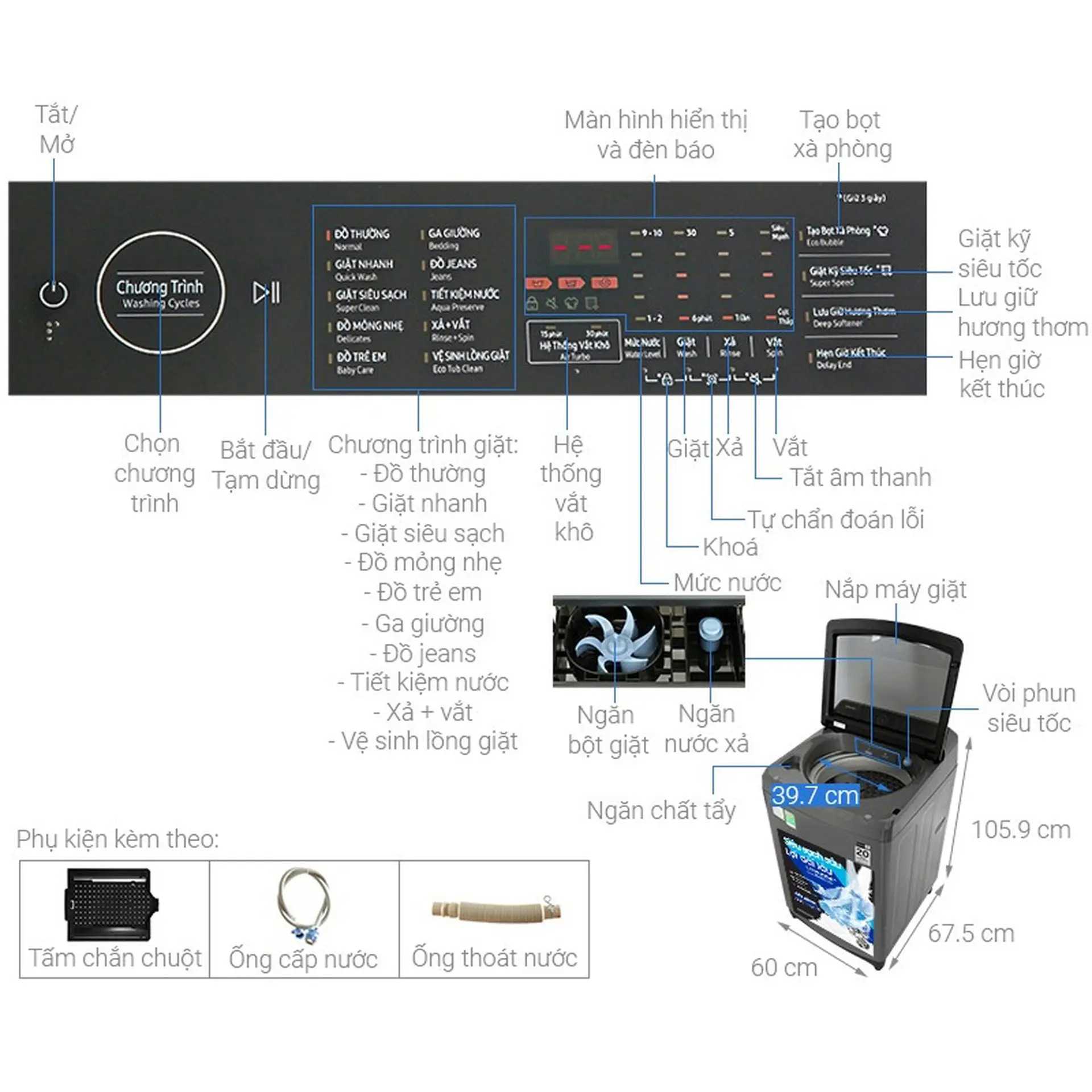 Máy giặt Samsung Ecobubble Inverter 10.5 kg WA10CG5745BDSV